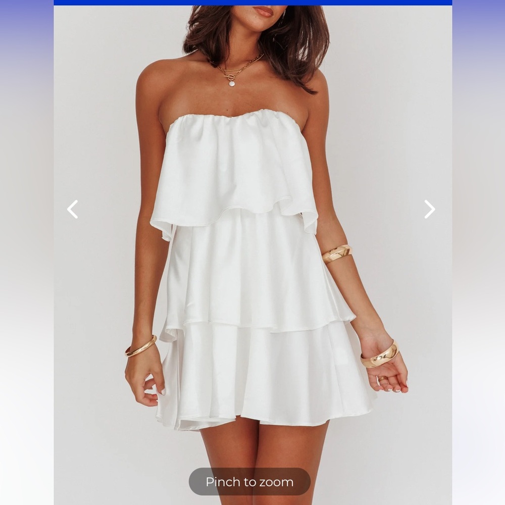 White Tiered Dress, Reception Dress Sz. M